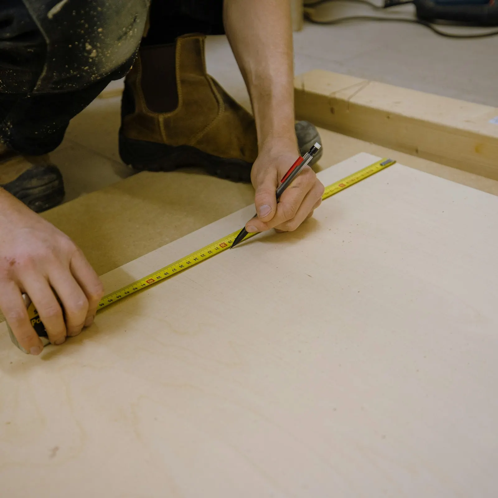 A person holding a tape measure